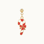 Candy Cane Bow Drop Earrings