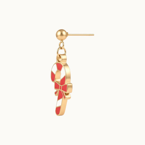 Candy Cane Bow Drop Earrings