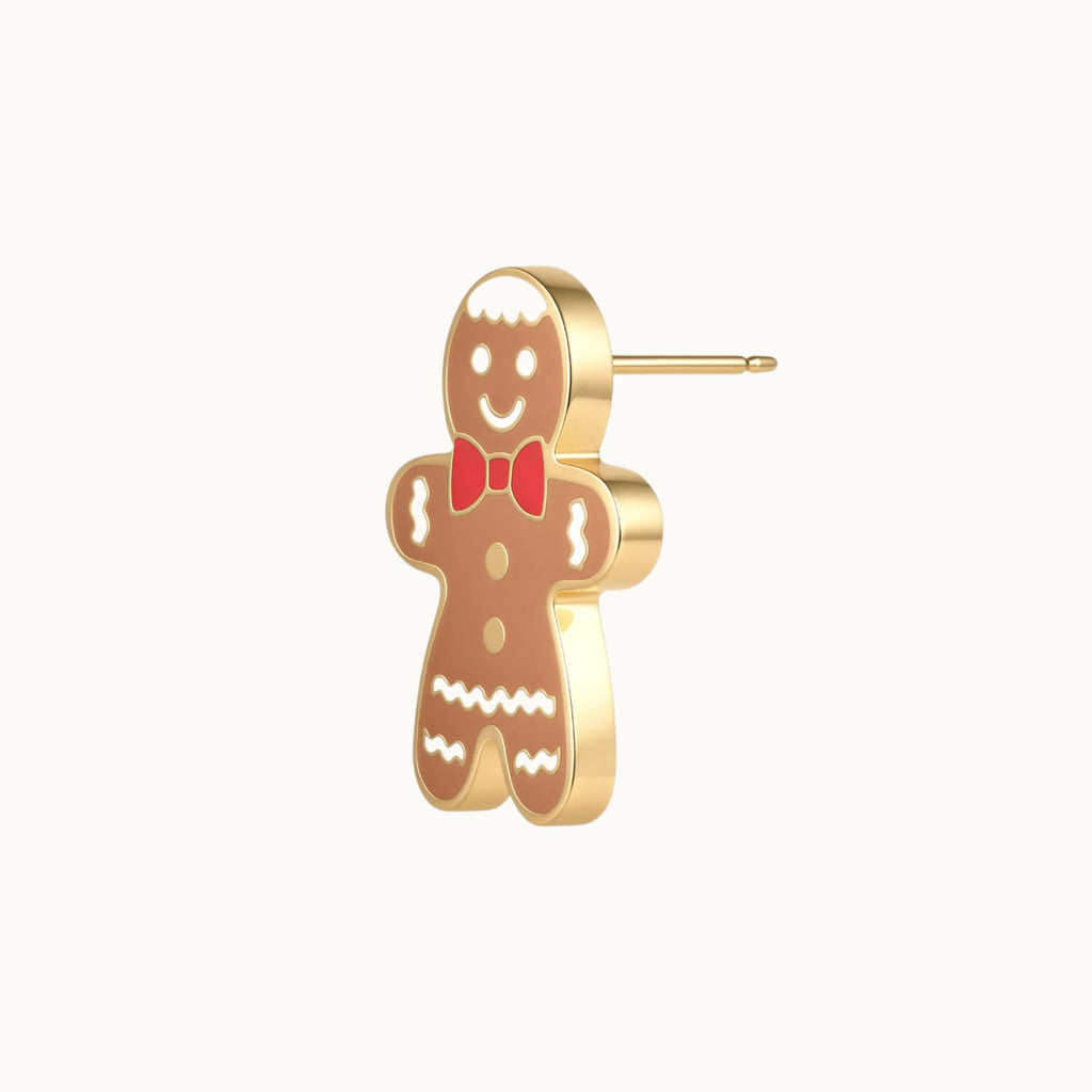 Festive Gingerbread Man Stud Earrings
