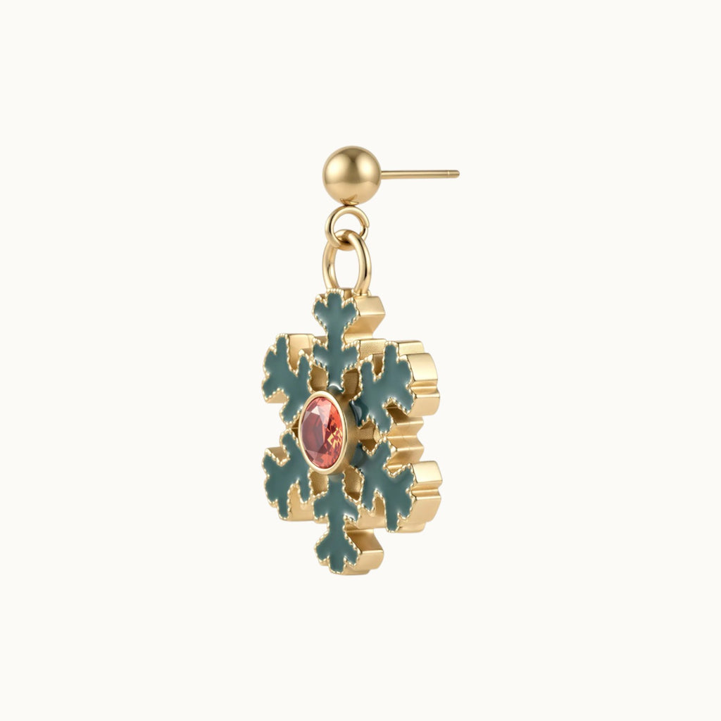 Ruby Frost Snowflake Drop Earrings