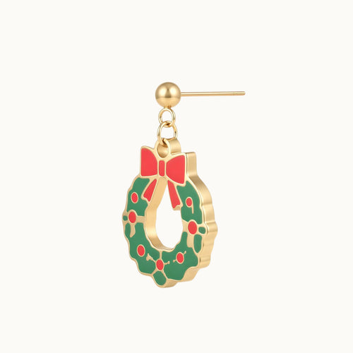 Christmas Wreath Drop Earrings
